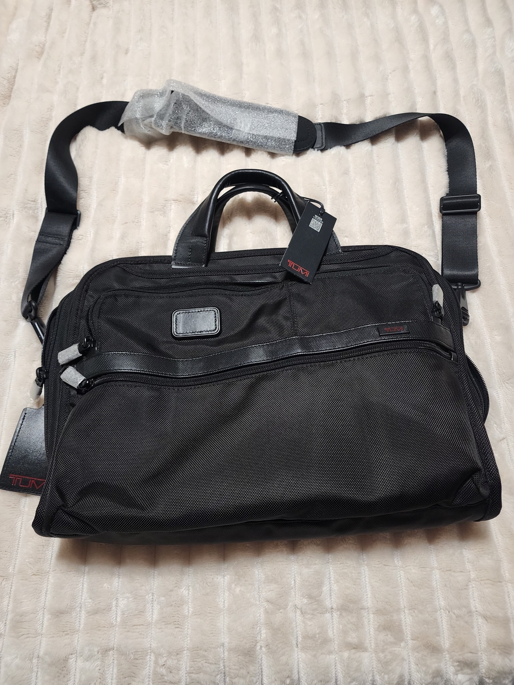 TUMI Black Nylon Briefcase with Shoulder Strap